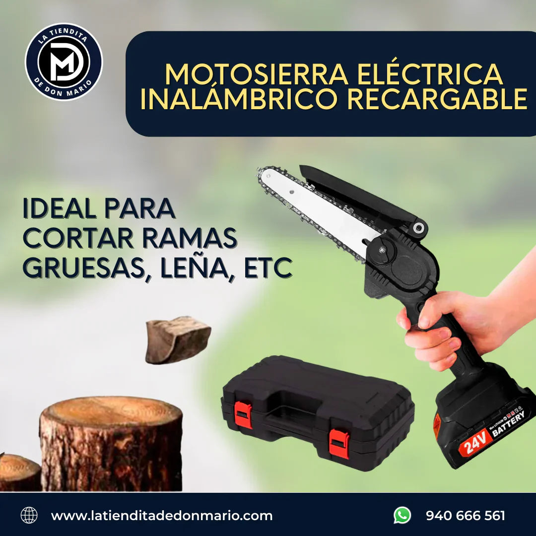 Mini Motosierra 4p 21v 2 Batería Recargable Cadena Maletín