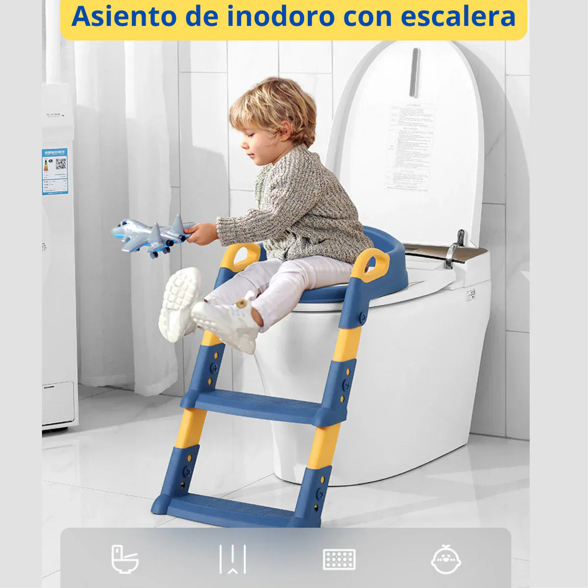 ASIENTO DE INODORO CON ESCALERA PARA NIÑOS